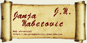 Janja Mabetović vizit kartica